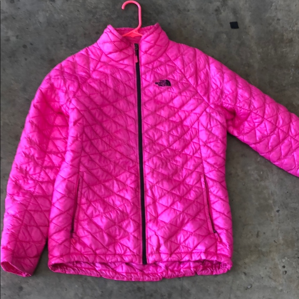 Bright pink North Face Puffy Jacket
